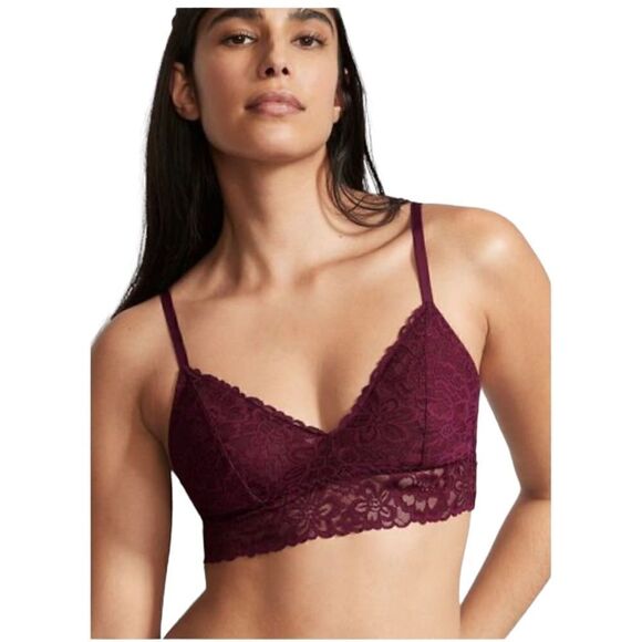 Victoria’s Secret Lace Bra Bralette Burgundy Lacie Sz L NWT - Picture 3 of 6